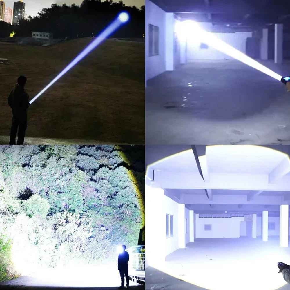 Wiederaufladbare Hochleistungs-LED-Taschenlampe mit eingebautem 15000-mAh-Akku