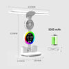 Wiederaufladbare Tischlampe mit LED-Licht, Ventilator und Uhr