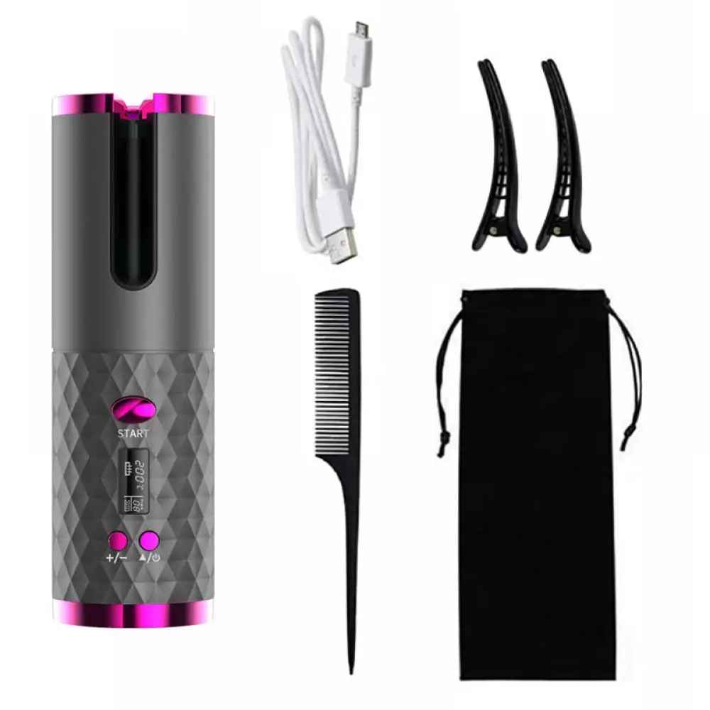 Wireless Hair Curler Cordless Rotating USB Rechargeable