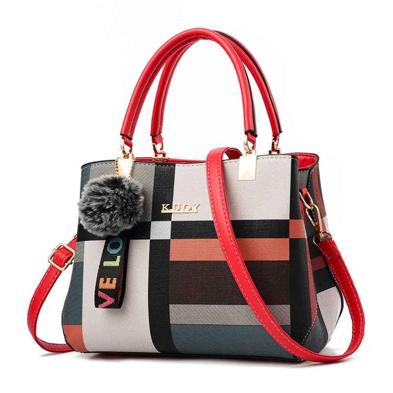 Elegante Designer-Handtaschen für Damen, aus PU-Leder, Umhängetaschen mit Haarballen,