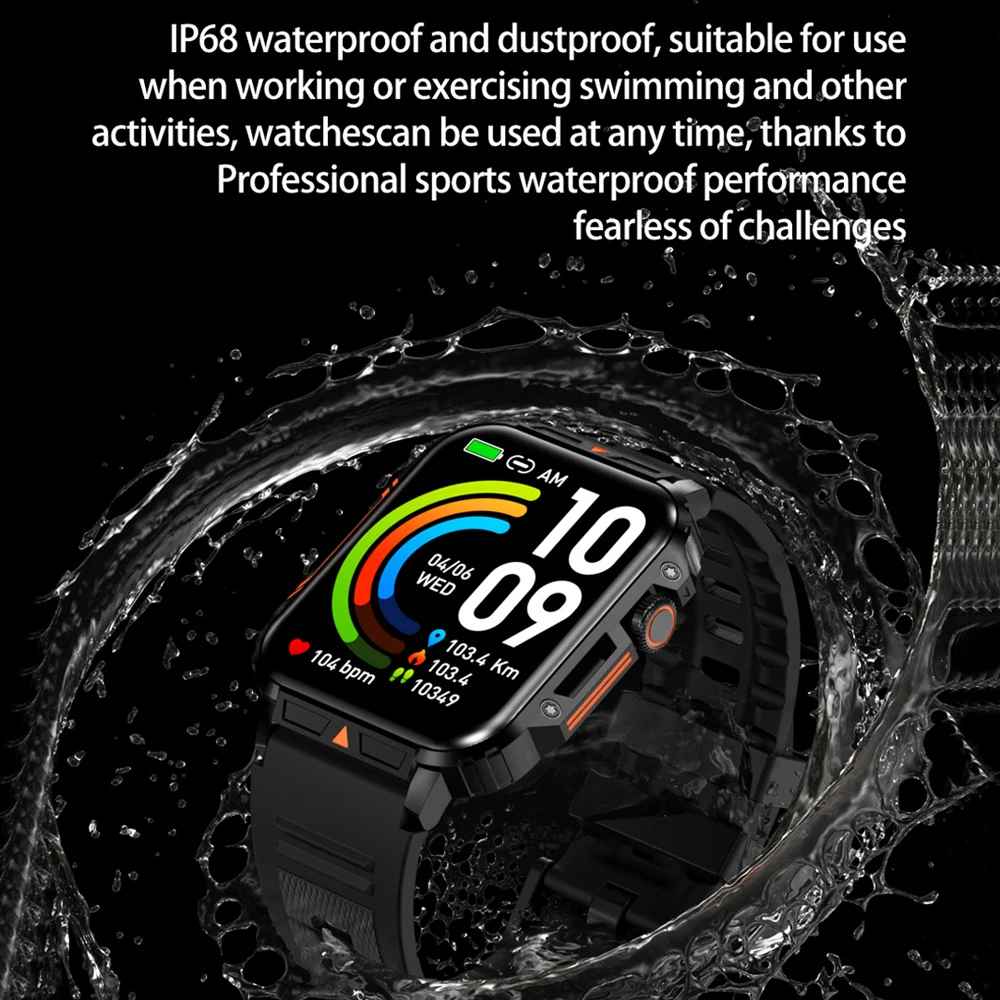 IP68 wasserdichte Militär-Smartwatch für Herren