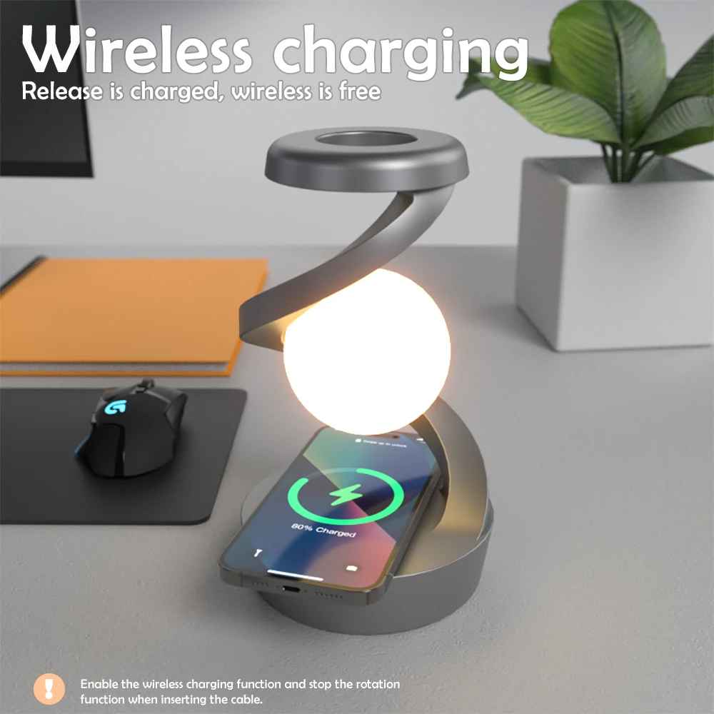 LED 360 ° drehbares Nachtlicht mit kabelloser Ladestation, kabellose Schreibtischlampe