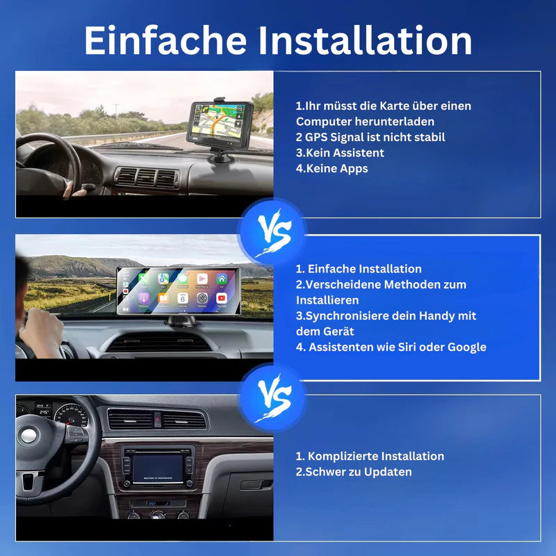 Auto Display mit Carplay, Maps und Streaming mit Doppelkamera