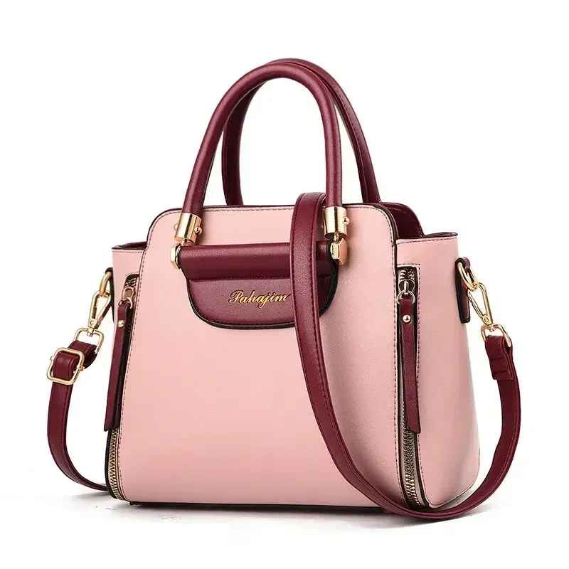 Modische Handtasche mit Farbkontrasten, gestreifte Umhängetasche mit Nähten, elegante Handtasche für Damen&nbsp;