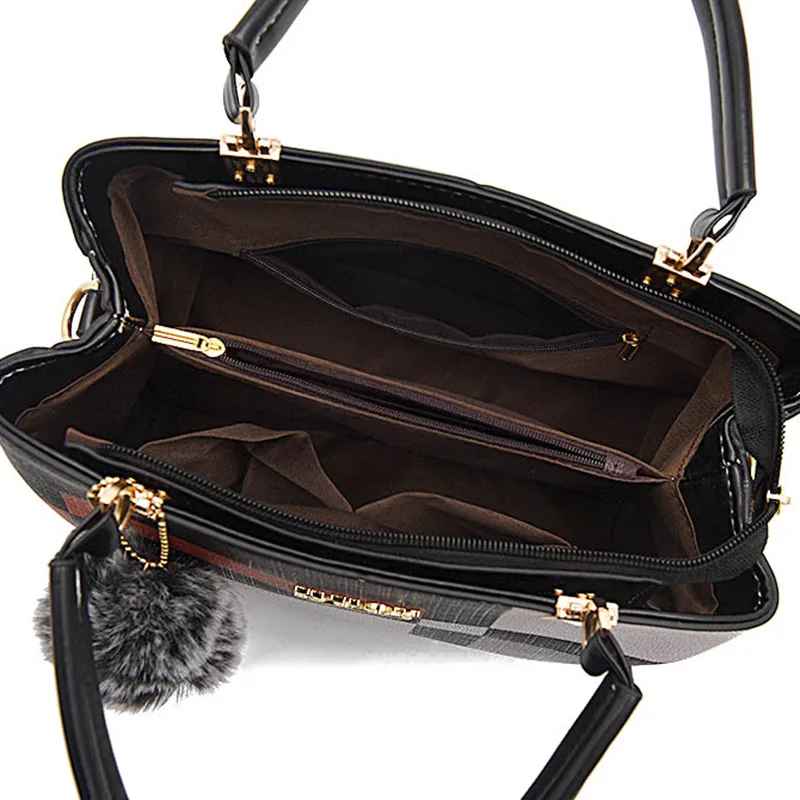 Elegante Designer-Handtaschen für Damen, aus PU-Leder, Umhängetaschen mit Haarballen,