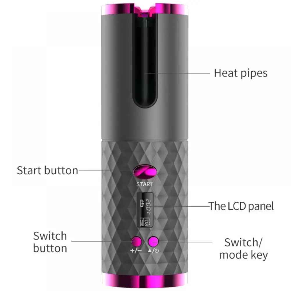 Wireless Hair Curler Cordless Rotating USB Rechargeable