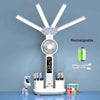 Wiederaufladbare Tischlampe, LED-Uhr mit Ventilator