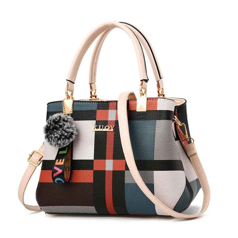 Elegante Designer-Handtaschen für Damen, aus PU-Leder, Umhängetaschen mit Haarballen,