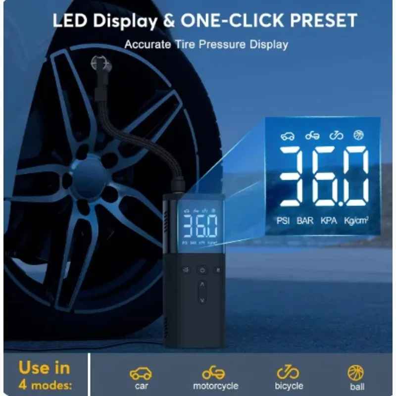 Elektrische Luftpumpe mit LED-Lampe Power Bank Funktion