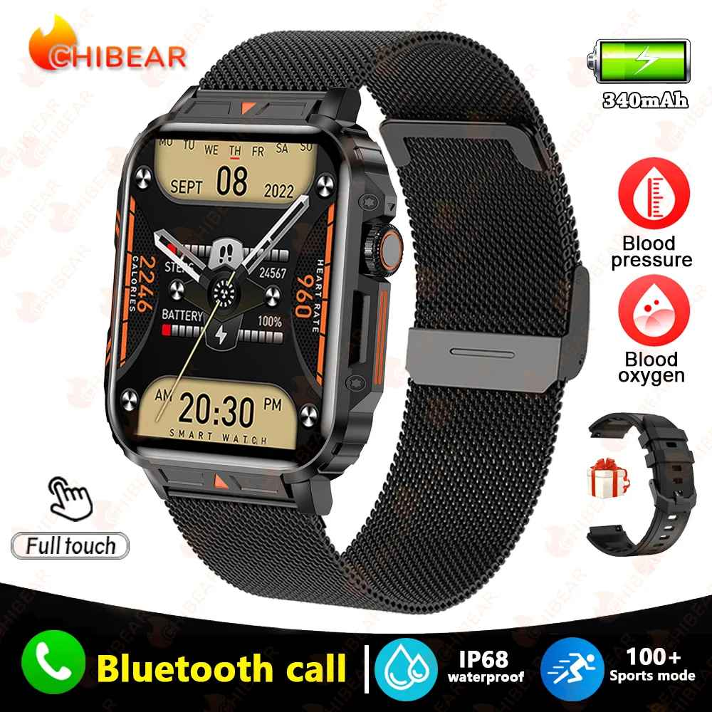 IP68 wasserdichte Militär-Smartwatch für Herren