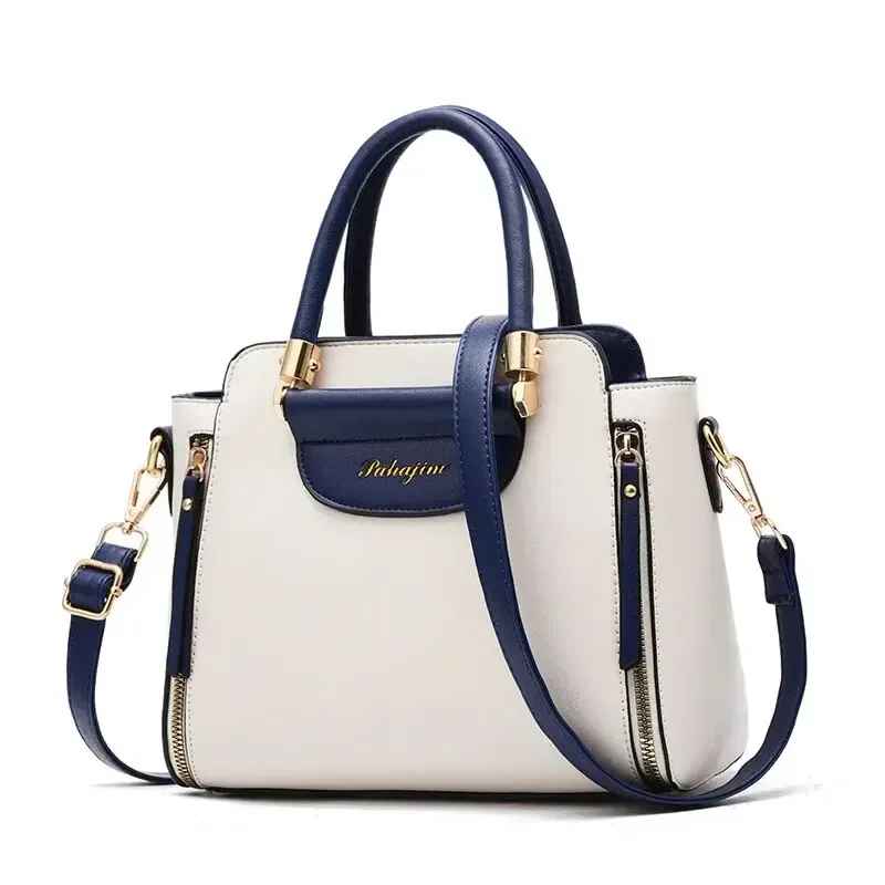 Modische Handtasche mit Farbkontrasten, gestreifte Umhängetasche mit Nähten, elegante Handtasche für Damen&nbsp;