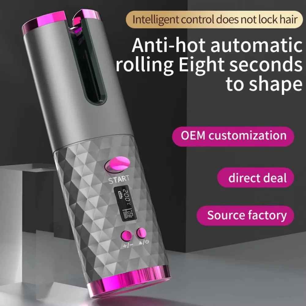 Wireless Hair Curler Cordless Rotating USB Rechargeable