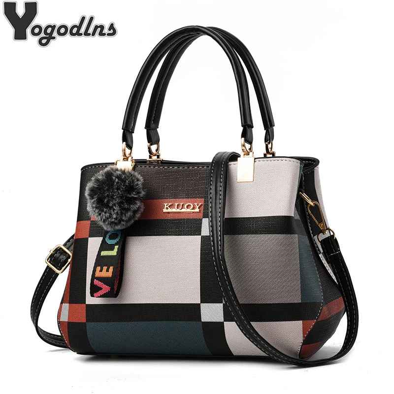 Elegante Designer-Handtaschen für Damen, aus PU-Leder, Umhängetaschen mit Haarballen,