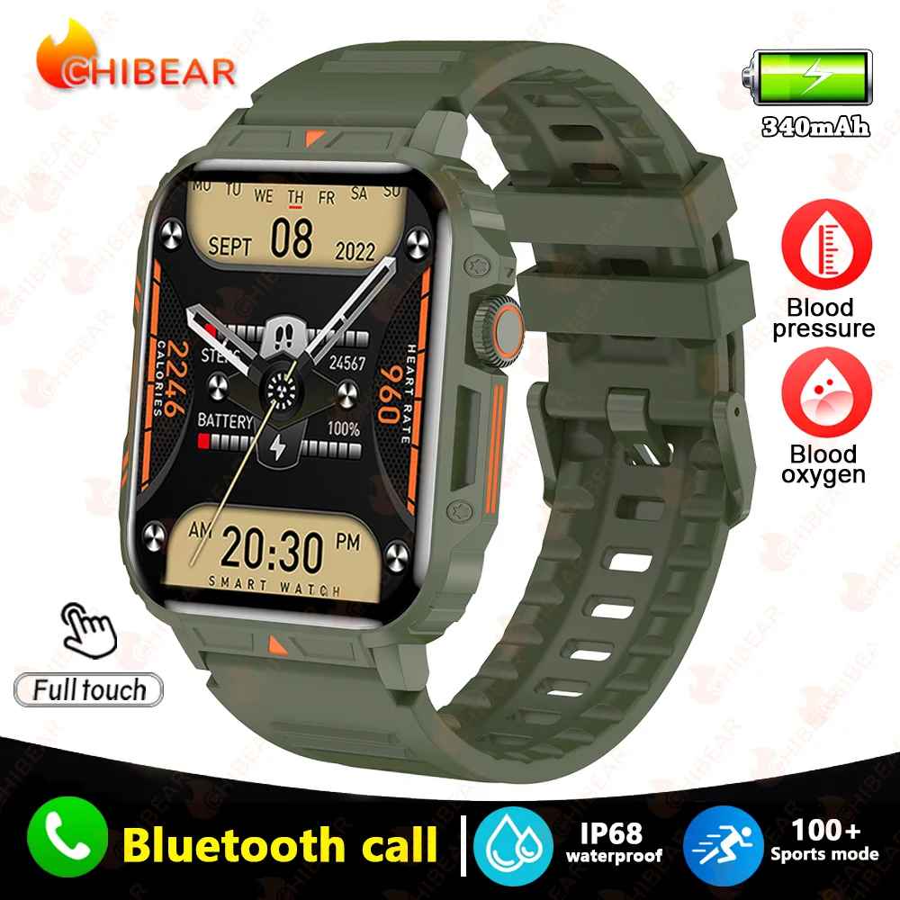 IP68 wasserdichte Militär-Smartwatch für Herren