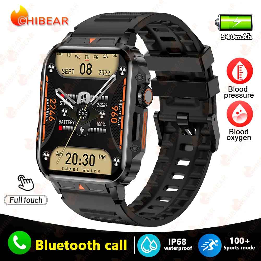IP68 wasserdichte Militär-Smartwatch für Herren