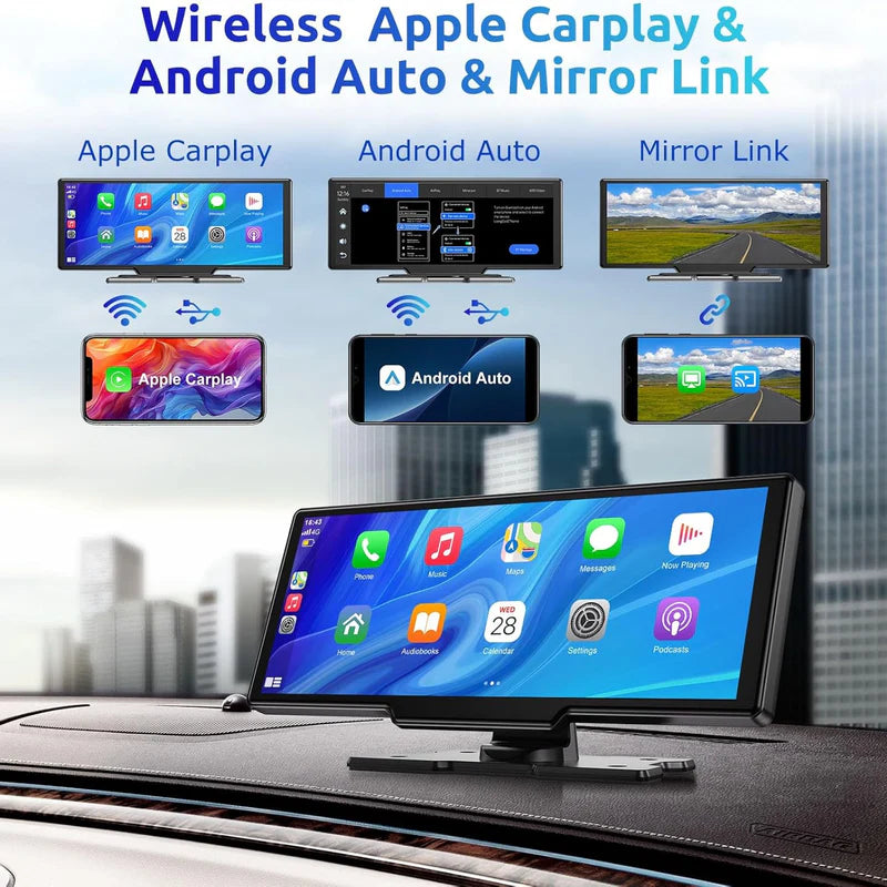 Auto Display mit Carplay, Maps und Streaming mit Doppelkamera