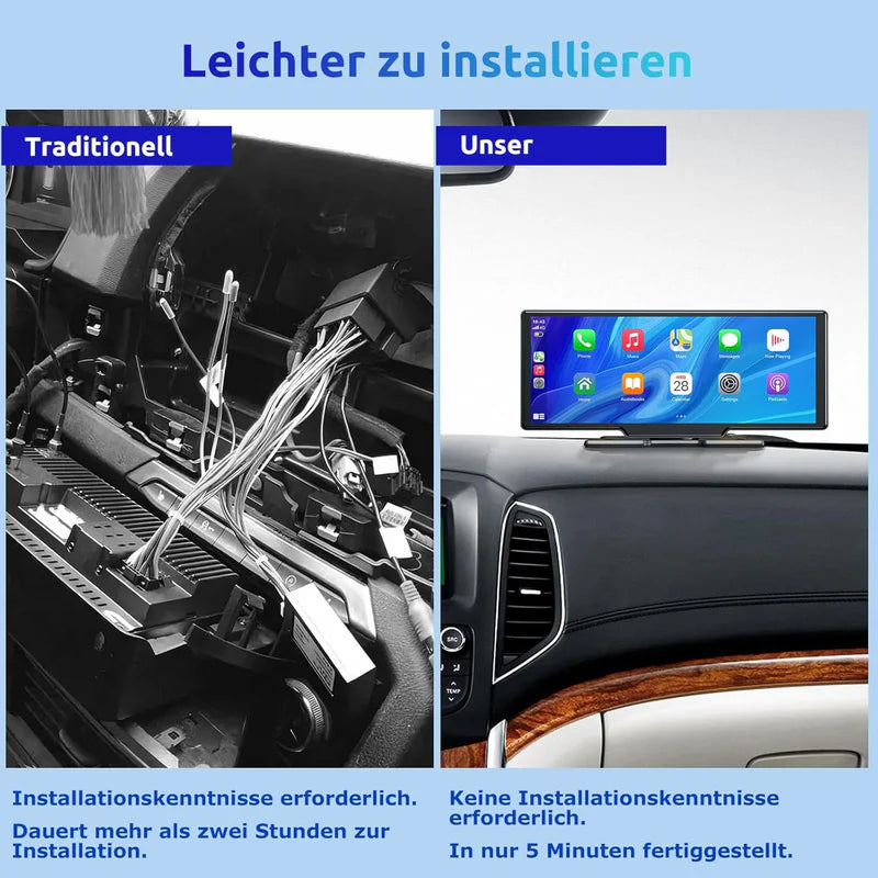 Auto Display mit Carplay, Maps und Streaming mit Doppelkamera