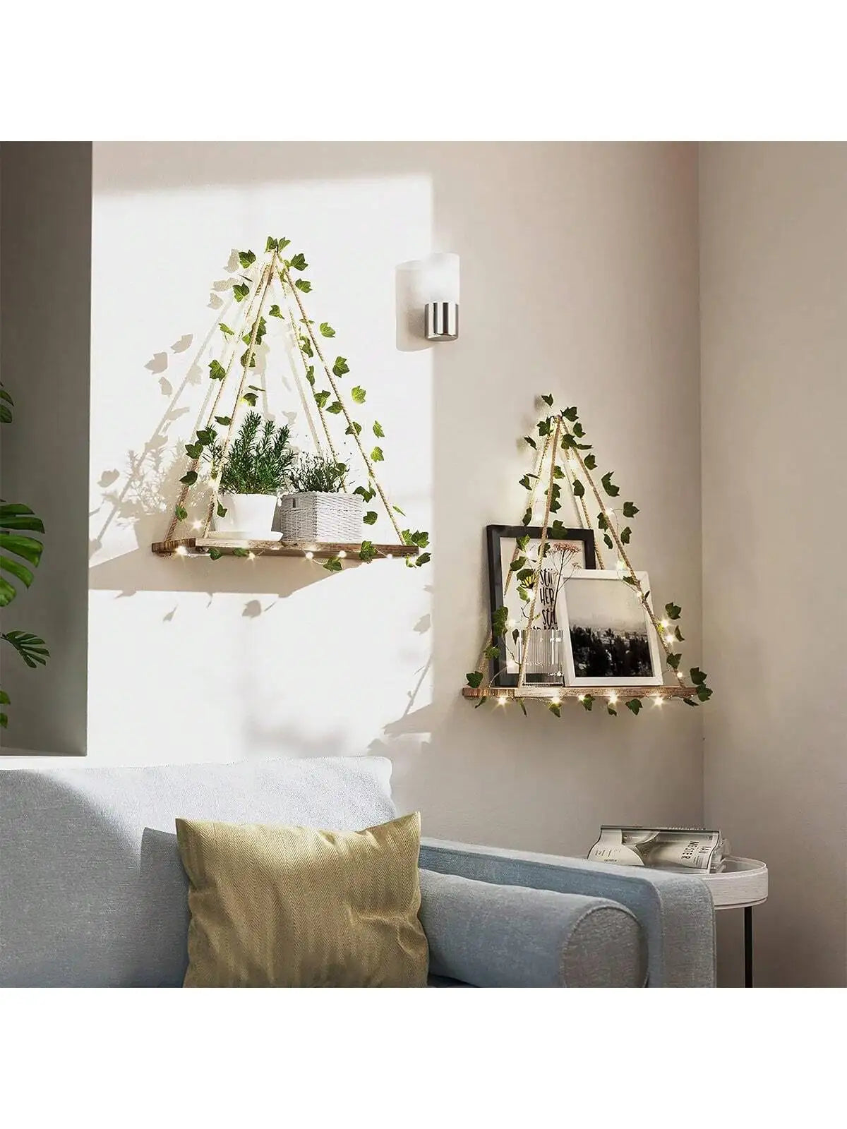 Artificial Ivy LED Wall Shelf