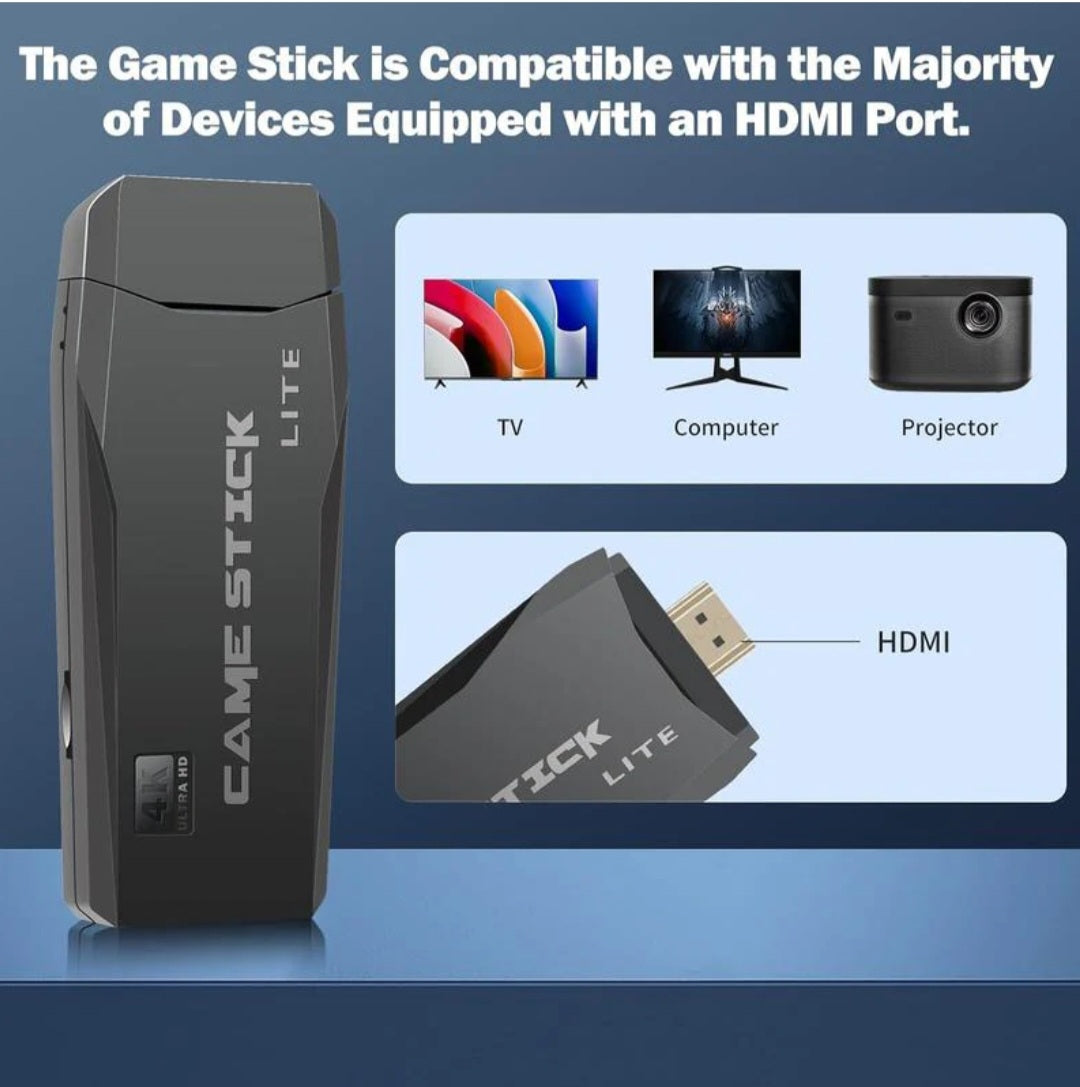 Tenlify – 2025 neuester Retro-Spielekonsolen-Stick mit 4K-HDMI-Spielen, Upgrade von zwei 2,4-G-Wireless-Zwei-Controllern
