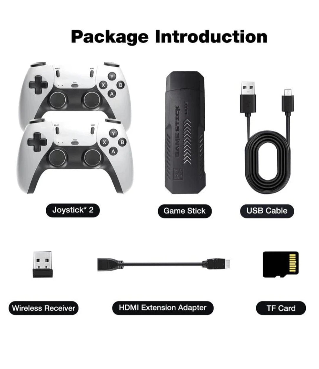 Tenlify – 2025 neuester Retro-Spielekonsolen-Stick mit 4K-HDMI-Spielen, Upgrade von zwei 2,4-G-Wireless-Zwei-Controllern
