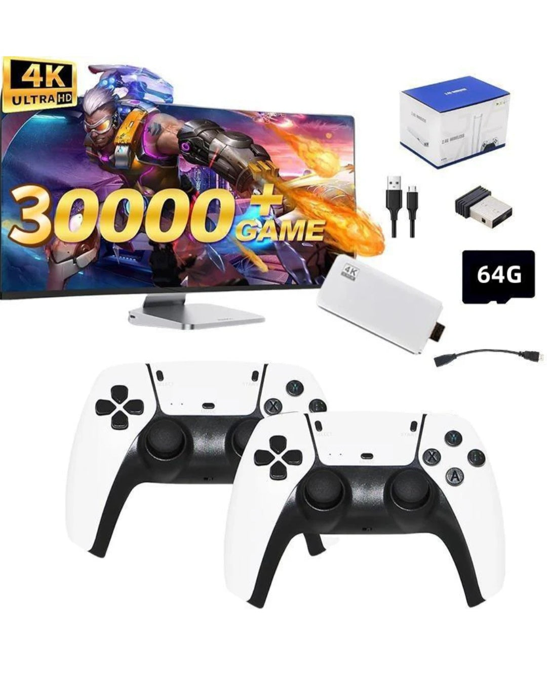 Tenlify – 2025 neuester Retro-Spielekonsolen-Stick mit 4K-HDMI-Spielen, Upgrade von zwei 2,4-G-Wireless-Zwei-Controllern