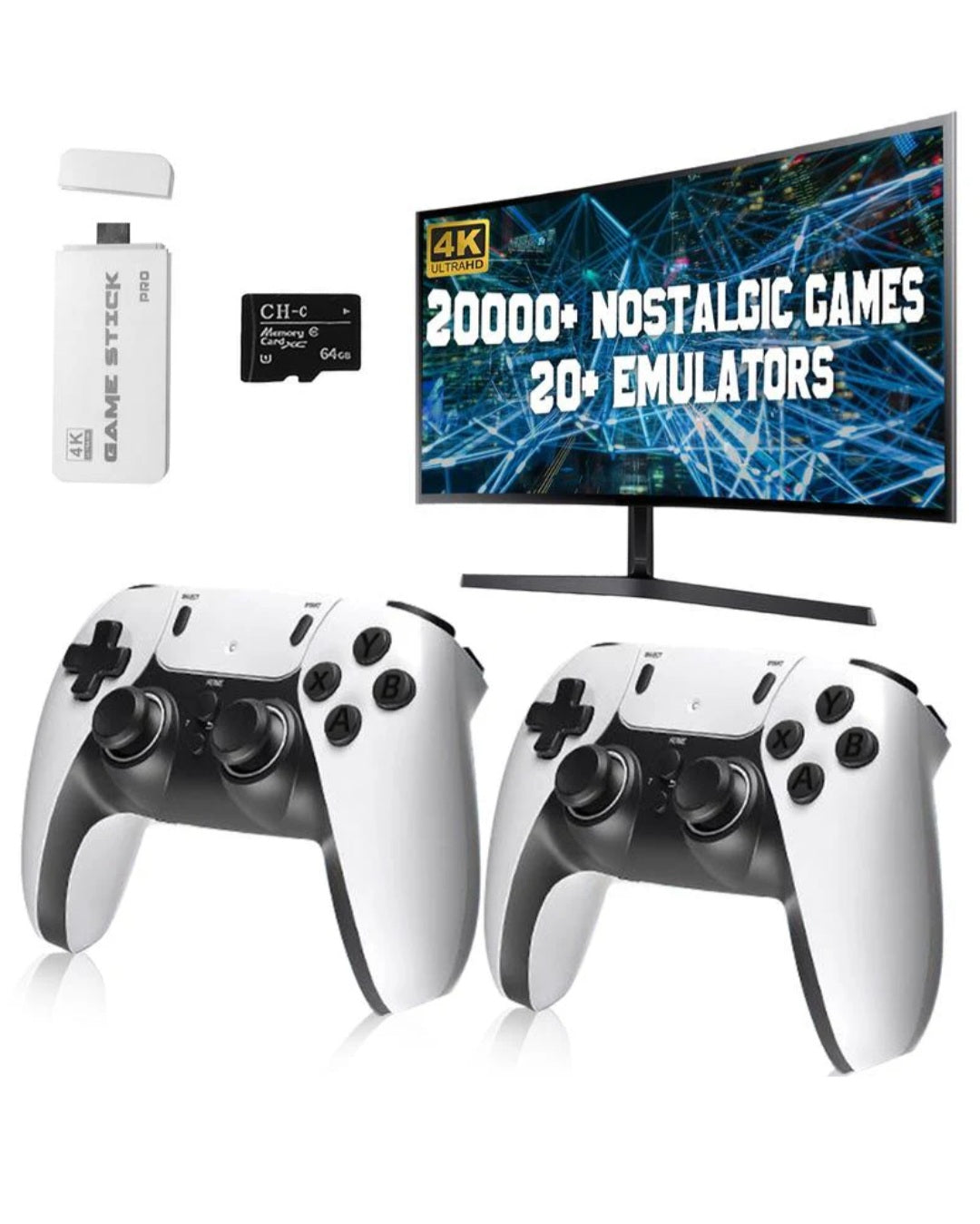 Tenlify – 2025 neuester Retro-Spielekonsolen-Stick mit 4K-HDMI-Spielen, Upgrade von zwei 2,4-G-Wireless-Zwei-Controllern