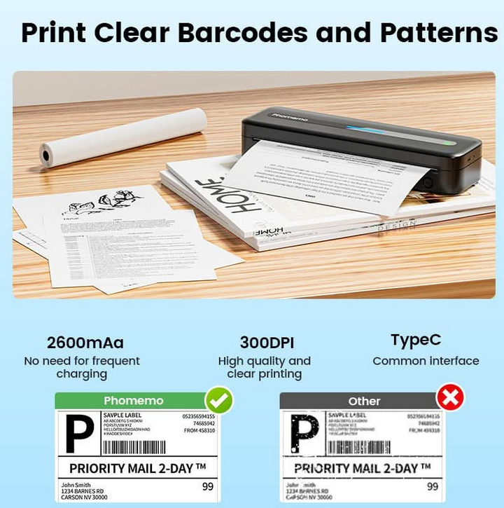 Phomemo M832 Upgrade tragbarer Thermodrucker