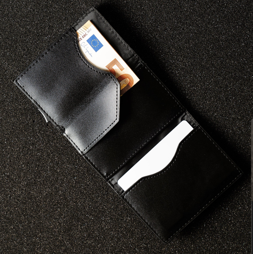 Secure Pocket™ - Smarte Leder-Geldbörse mit RFID-Schutz und Anti-Verlust-Ständer