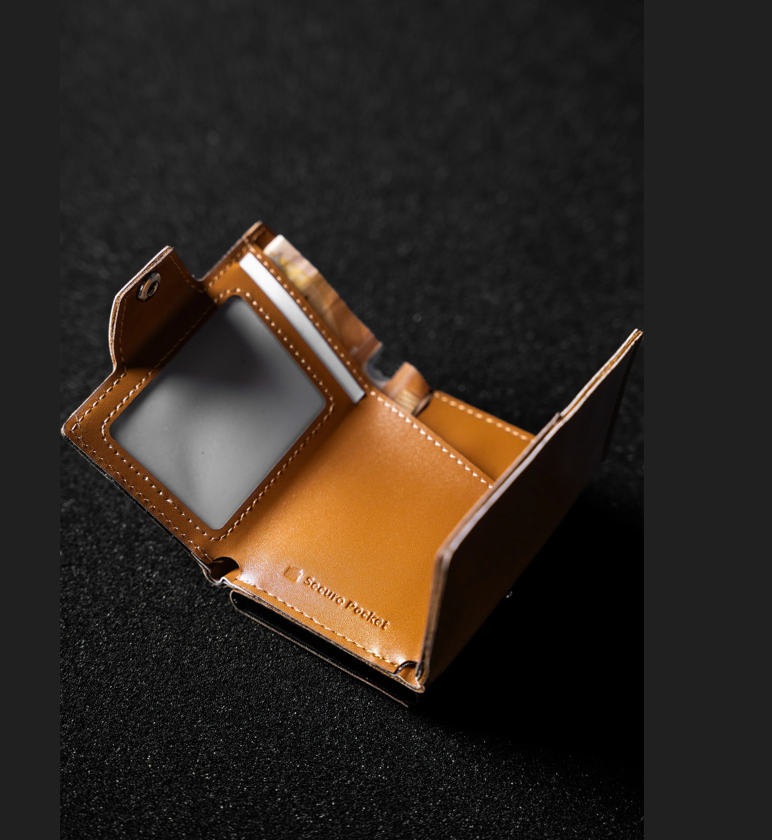 Secure Pocket™ - Smarte Leder-Geldbörse mit RFID-Schutz und Anti-Verlust-Ständer