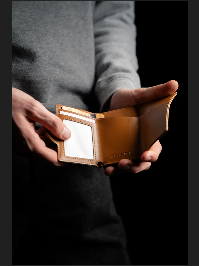 Secure Pocket™ - Smarte Leder-Geldbörse mit RFID-Schutz und Anti-Verlust-Ständer