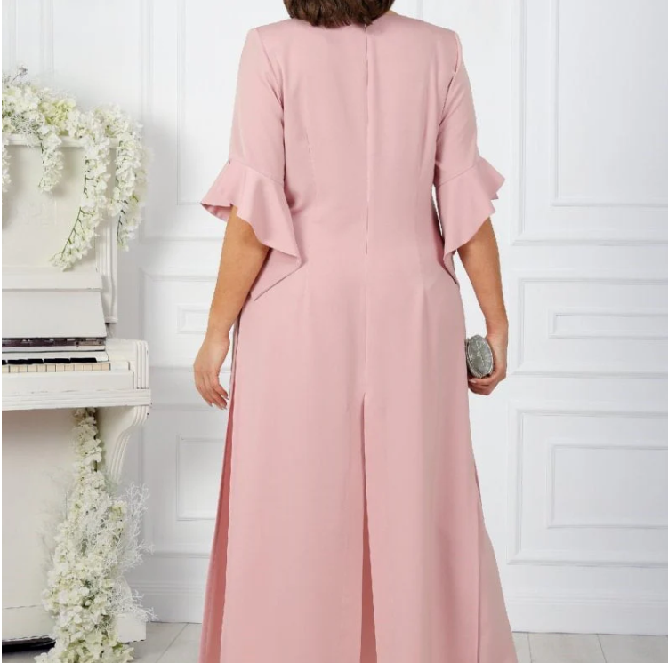 Damen-Set aus Kleid mit V-Ausschnitt und Hose mit elastischer Taille