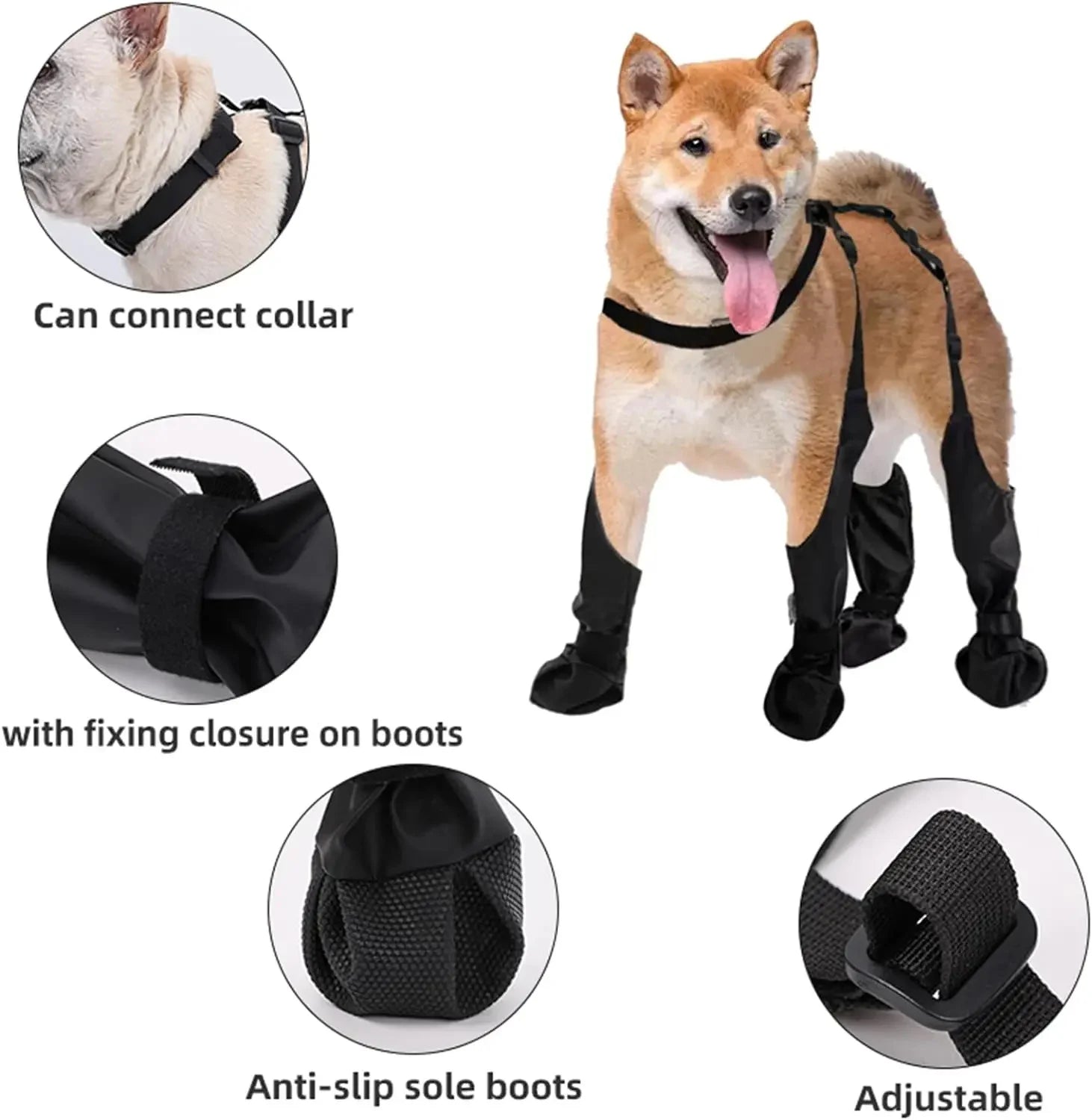 Hundeschuhe, wasserdicht, verstellbare Schuhe für Hunde, rutschfeste Hundestiefel, Outdoor-Schutzzubehör für Französische Bulldogge, Corgi, Pudel