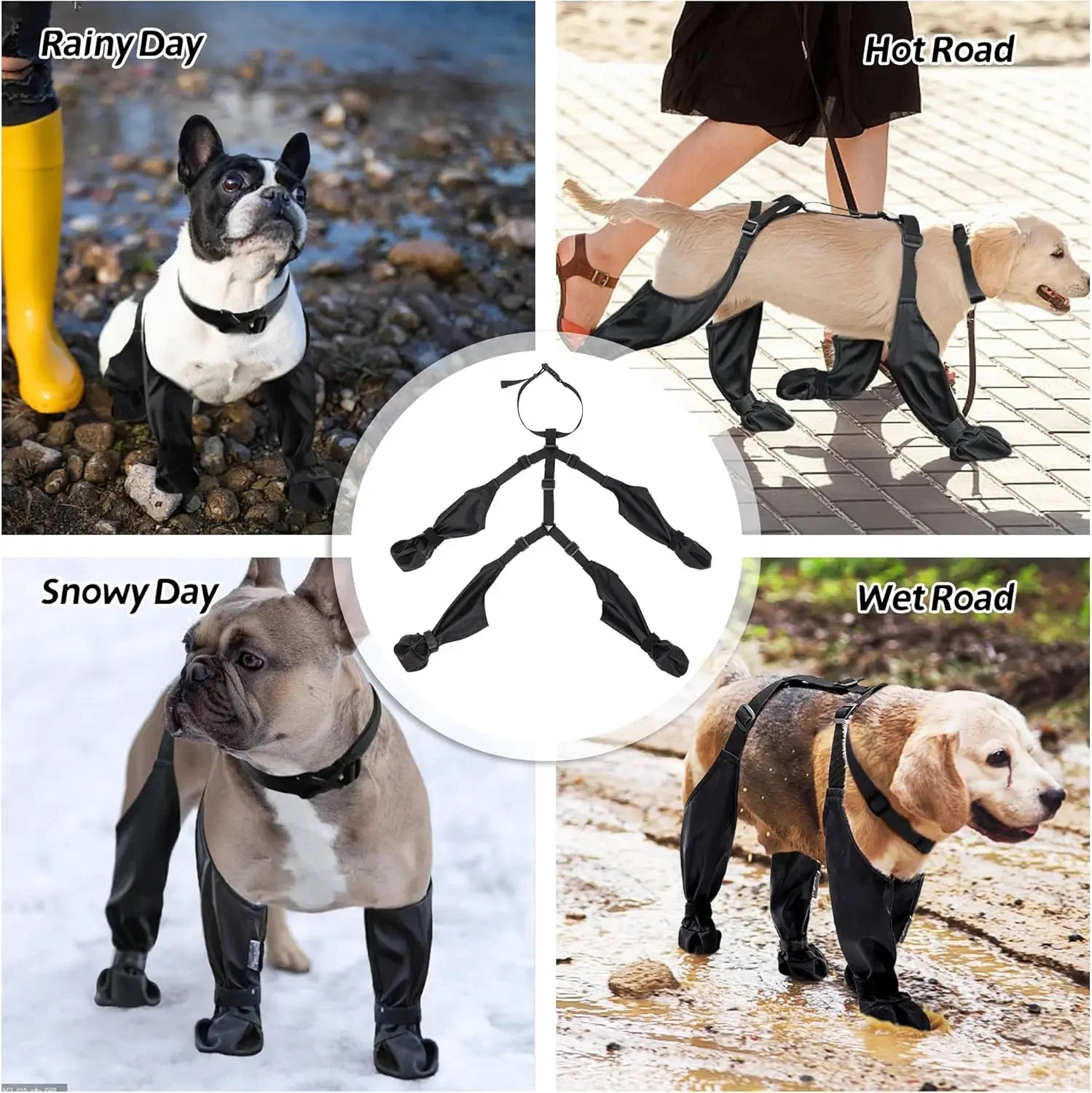 Hundeschuhe, wasserdicht, verstellbare Schuhe für Hunde, rutschfeste Hundestiefel, Outdoor-Schutzzubehör für Französische Bulldogge, Corgi, Pudel