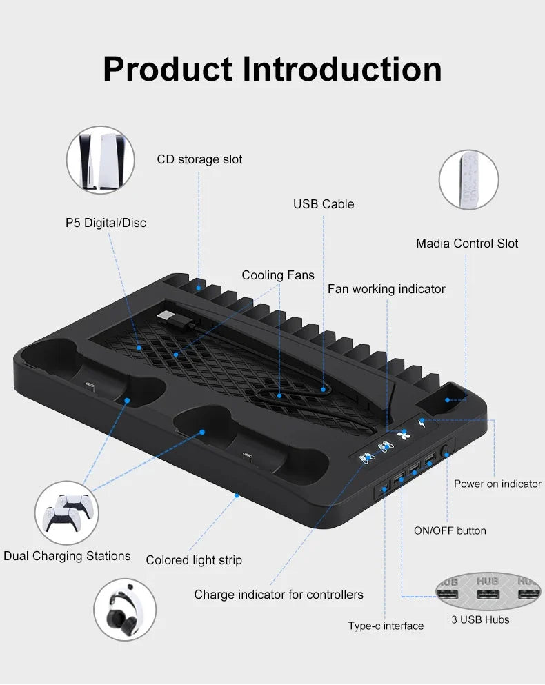 Ladekühlstation für PS5 Slim-Controller