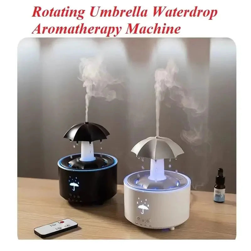 Kreativer Regenschirm-Wassertropfen-Luftbefeuchter mit buntem Licht, Regentropfen-Aroma, ätherischem Öldiffusor, Aromatherapie-Luftbefeuchter