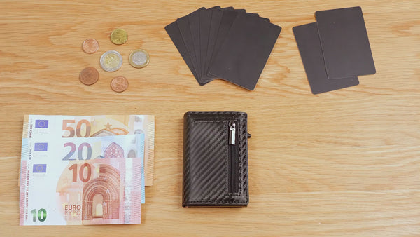 Secure Pocket™ - Smarte Leder-Geldbörse mit RFID-Schutz und Anti-Verlust-Ständer