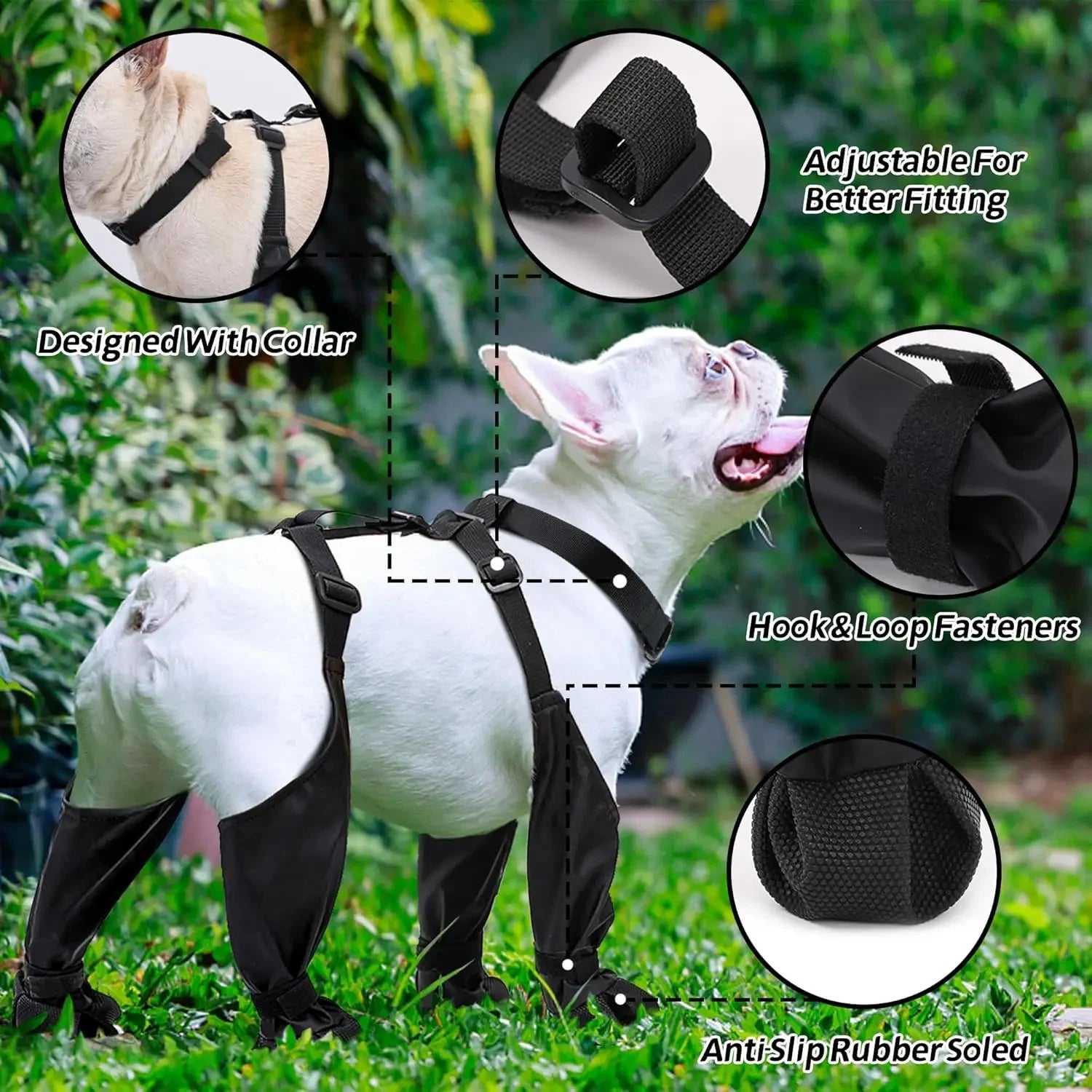 Hundeschuhe, wasserdicht, verstellbare Schuhe für Hunde, rutschfeste Hundestiefel, Outdoor-Schutzzubehör für Französische Bulldogge, Corgi, Pudel